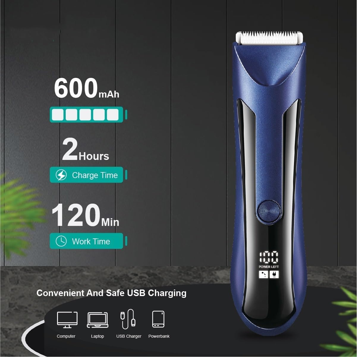 Hair Clippers for Men, Waterproof Groin Body Pubic Beard Hair Trimmer for Men&Women Electric Ball Shaver & Body Groomer Rechargeable Ceramic Blade(Onecolor)