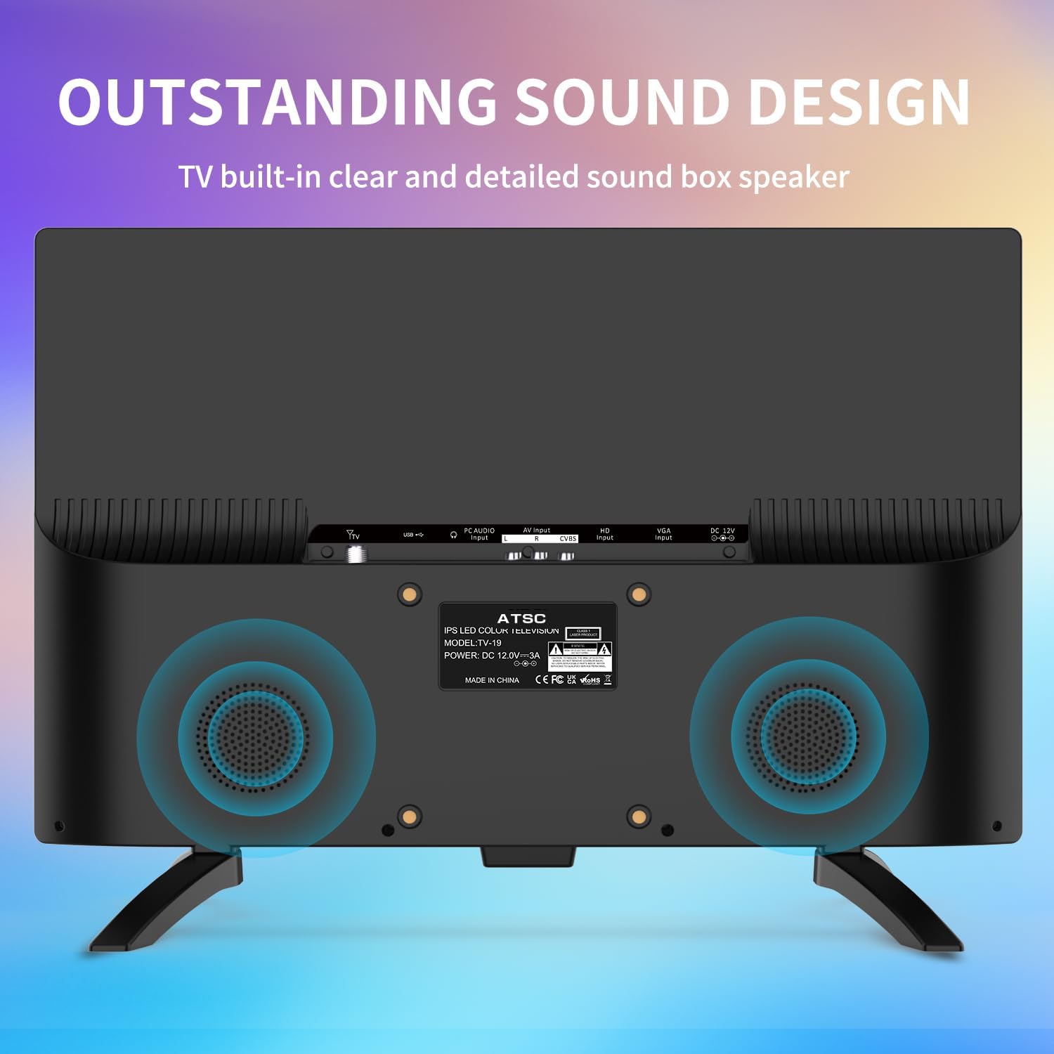 Feihe 19 Inch HD LED Flat Screen TV 1080p IPS Display w/Digital Dual Tuners ATSC/HDMI/VGA/AV/USB, 12 Volt RV TV Built in Dual Speakers Suitable for Kitchen/RV/Caravan and Boat(Not Smart TV)
