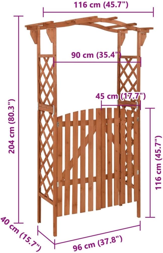 vidaXL Pergola Brown Solid firwood, Solid Pine Wood Medium