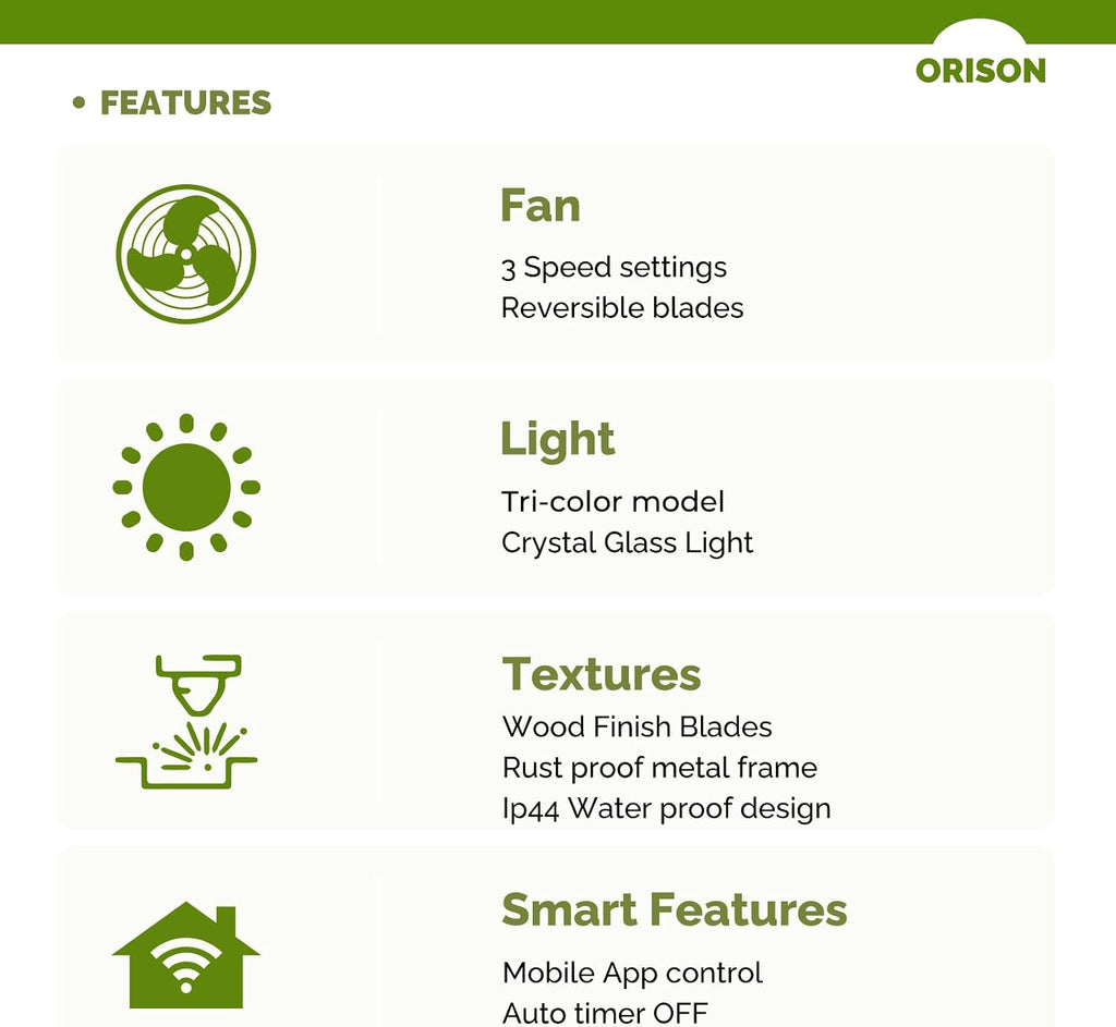 Orison 22'' Outdoor Ceiling Fans with Lights, Wet Rated Gazebo Fan with Remote, Plug in Hanging Fan for Patio Waterproof, App Controll (Yellow(black blades))