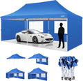 COBIZI 10x20ft Pop Up Canopy Tent with 6 Removable Sidewalls, Easy Up Commercial Canopy, Waterproof and UV50+ Gazebo with Portable Bag, Adjustable Leg Heights,Party Tents for Parties, with 4 Sandbags