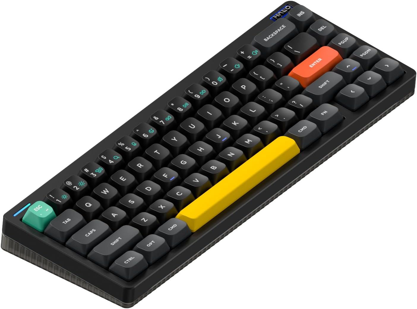 nuphy Halo65 V2 Wireless Mechanical Keyboard with PBT Keycaps, 65% Hot Swappable Custom Gaming Keyboard Compatible with QMK/VIA, RGB Backlit,Gasket Structure,BT5.0/USB-C/2.4GHz,Black-Lemon Switches