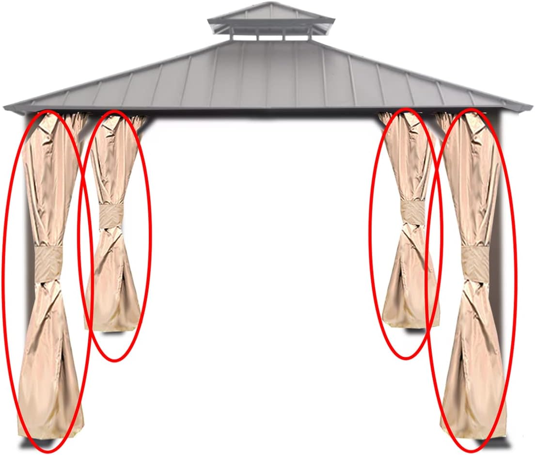 Garden Winds Universal Replacement Privacy Curtain Set for 10' X 10' Hard Top Gazebo