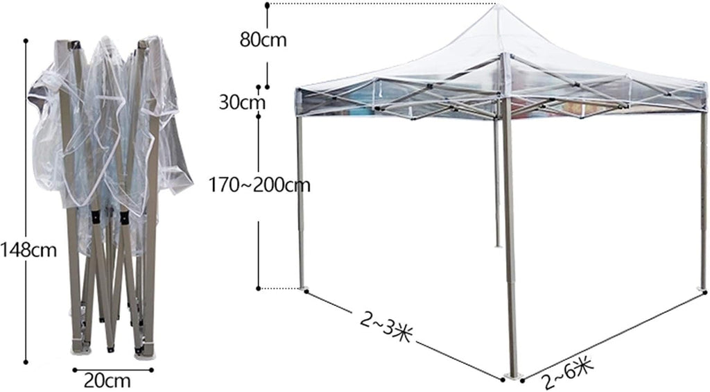 GDMING Transparent Pop-up Gazebo, Waterproof Heavy Duty Canopy Tent, PVC Coated Garden Awning for Outdoor Patio Cover, 4 Sizes (Color : Clear, Size : 2x2m)