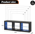 WLIVE TV Stand for 55/65/75 Inch TV, Modern Entertainment Center with LED Lights & Adjustable Glass Shelves, Sturdy Media Console for Living Room, Bedroom,Gaming (Black)