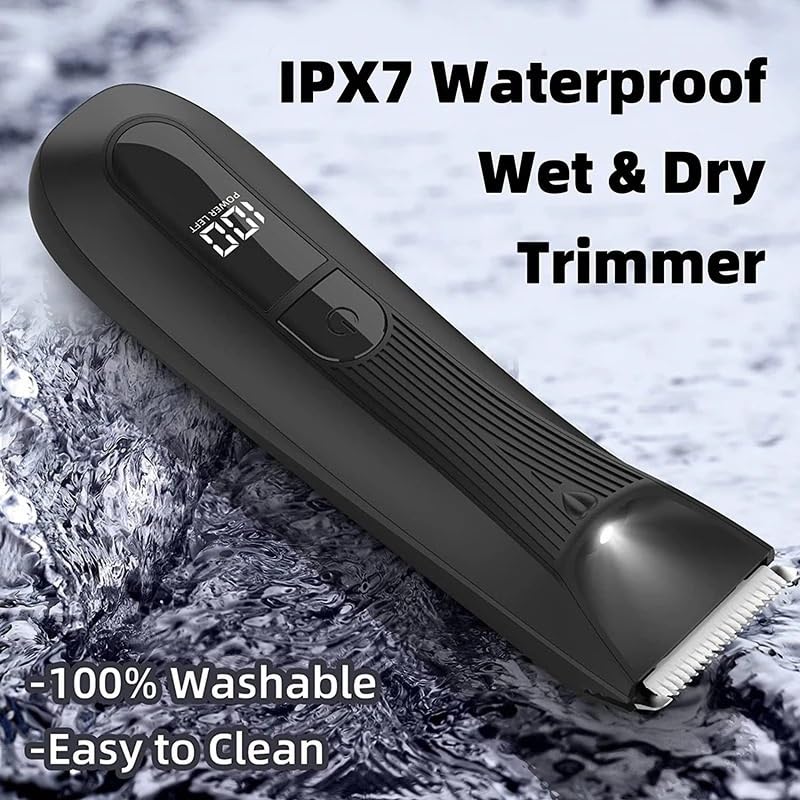 Mens Hair Clippers, Electric Hair Clippers Body Hair Trimmers With Charging Base LED For Man Groin & Pubic Waterproof Groomer Clippers Shaver Razor