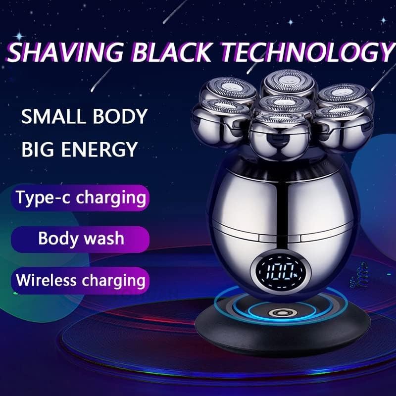 Electric Shavers for Bald Men, 7D Electric Shaver for Men Independently 7 Cutter Floating Head Waterproof Electric Razor Multifunction Trimmer with LCD Display