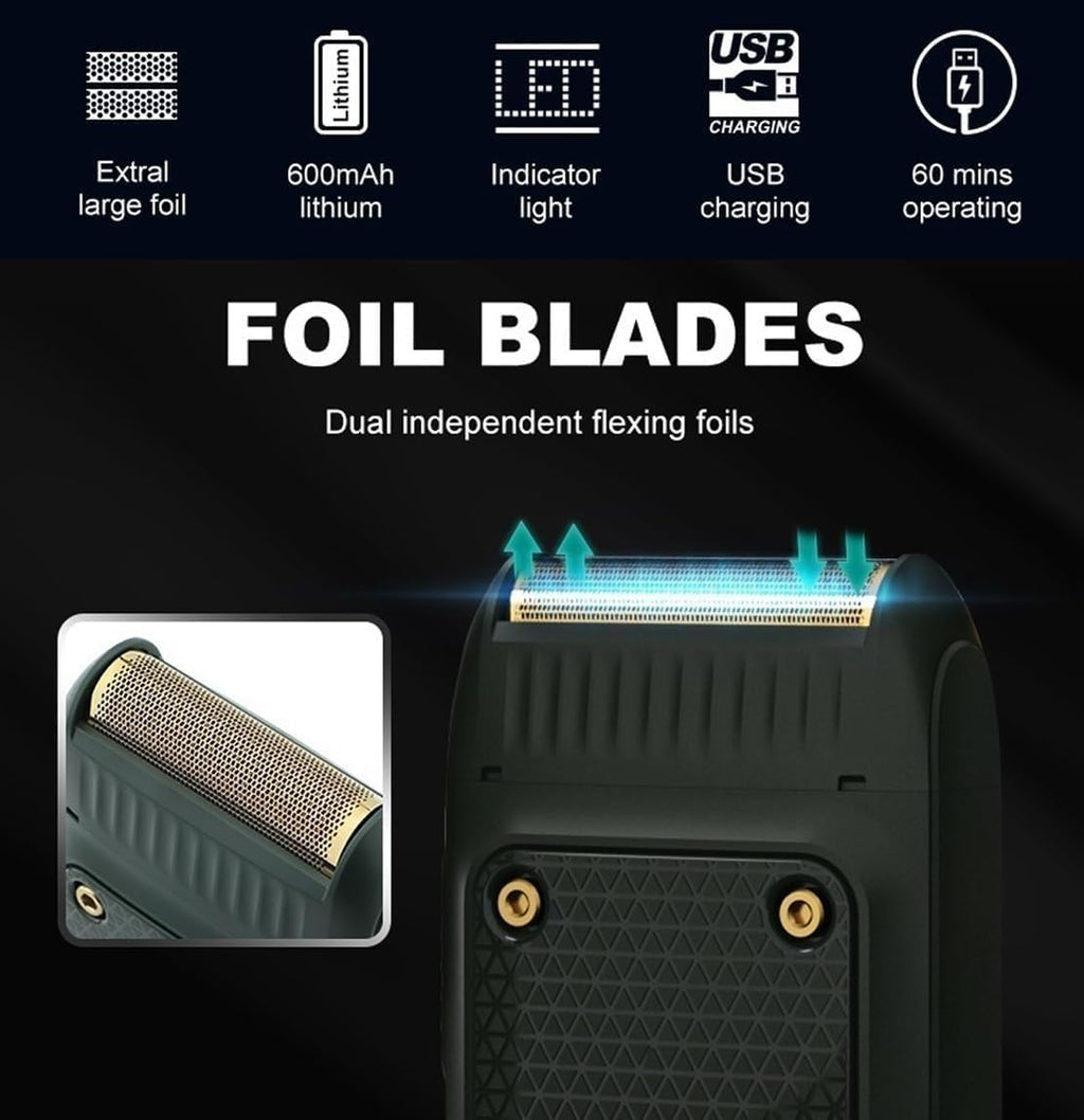 Electric Shavers for Bald Men, Professional Men's Razor Electric Shaver Mini Beard Trimmer Shaving Machine Foil Blade Trimmer USB Rechargeable (Color : Black)