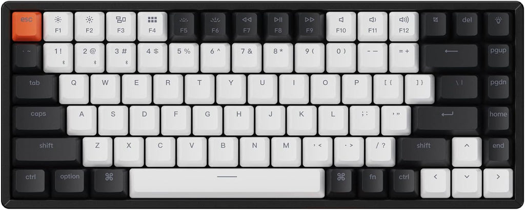 Keychron K2 75% Layout 84 Keys Hot-swappable Bluetooth Wireless/USB Wired Mechanical Keyboard with Keychron Super Red Switch/Double-Shot Keycaps/RGB Backlight/Aluminum Frame for Mac Windows Version 2