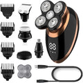Head Shaver for Men, 5 in 1 Wet Dry Electric Shaver for Men Beard Hair Trimmer Electric Razor Rechargeable Bald Shaving Machine LCD Display Grooming Kit