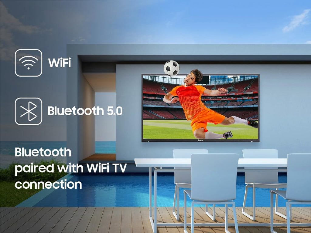 SYLVOX Outdoor TV, 55 inch Waterproof Smart Outdoor TVs, 4K, HDR 10, Weatherproof,1000nits, Voice Assistant Remote, for Partial Sun Area(Deck Pro 3.0, Latest Model)