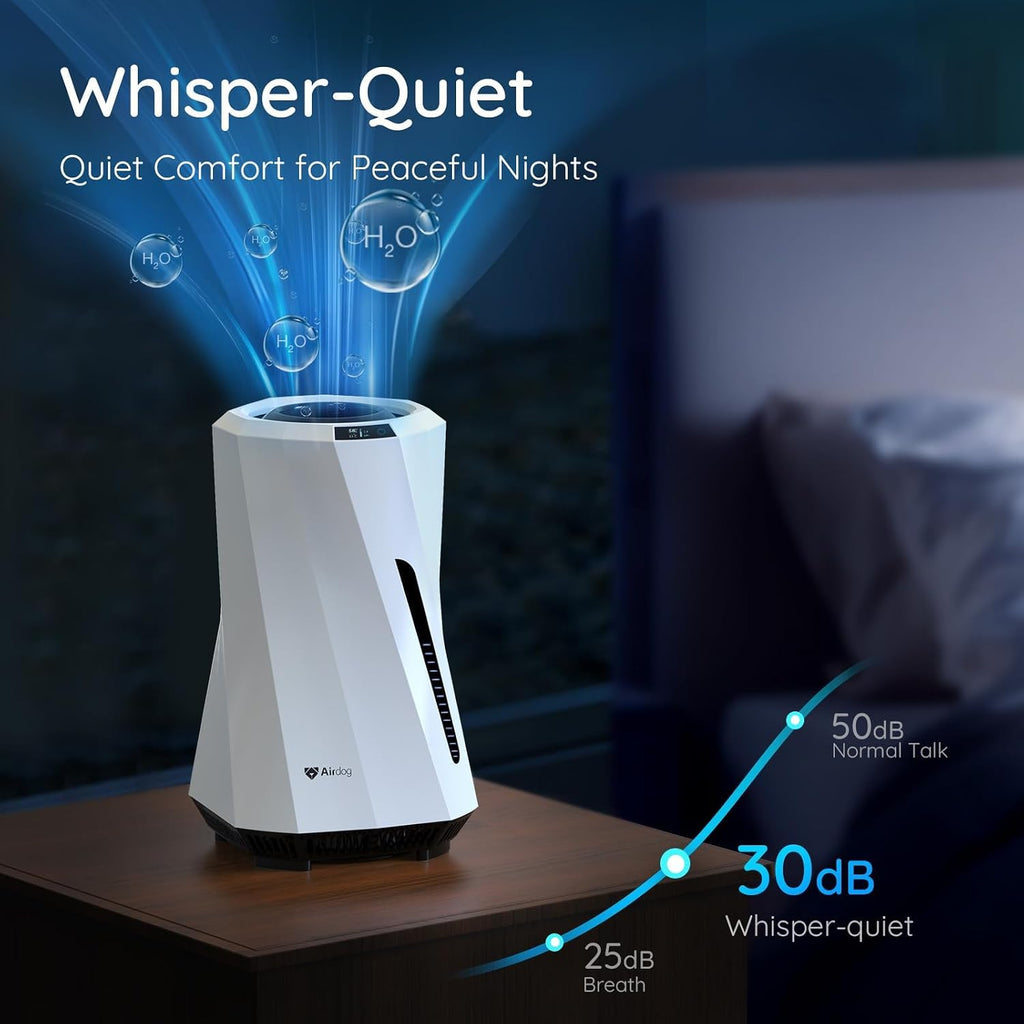 Airdog MOI Evaporative Humidifier for Baby- Mist-Free Humidifier, Mold Free humidifier, Quiet, LED Water Level Display for Premium Home Décor & Protection, Washable Filter, 0.8 Gallon Tank, 5 Modes