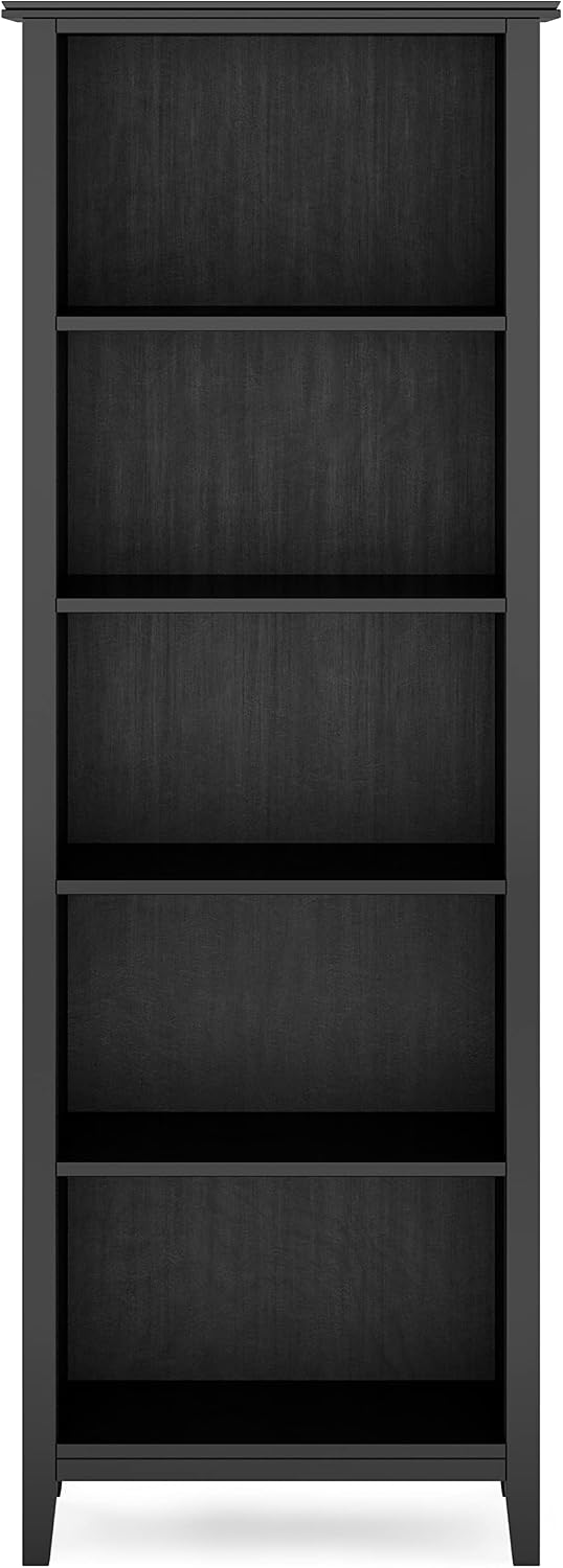 SIMPLIHOME Artisan TV Stand and Bookcase Bundle - 72 inch Wide Solid Wood TV Cabinet and 26 inch Wide Solid Wood Bookcases in Black, Contemporary Living Room Entertainment Bundle, Set of 3