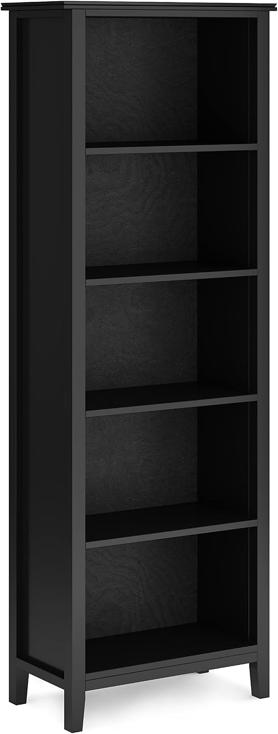 SIMPLIHOME Artisan TV Stand and Bookcase Bundle - 72 inch Wide Solid Wood TV Cabinet and 26 inch Wide Solid Wood Bookcases in Black, Contemporary Living Room Entertainment Bundle, Set of 3