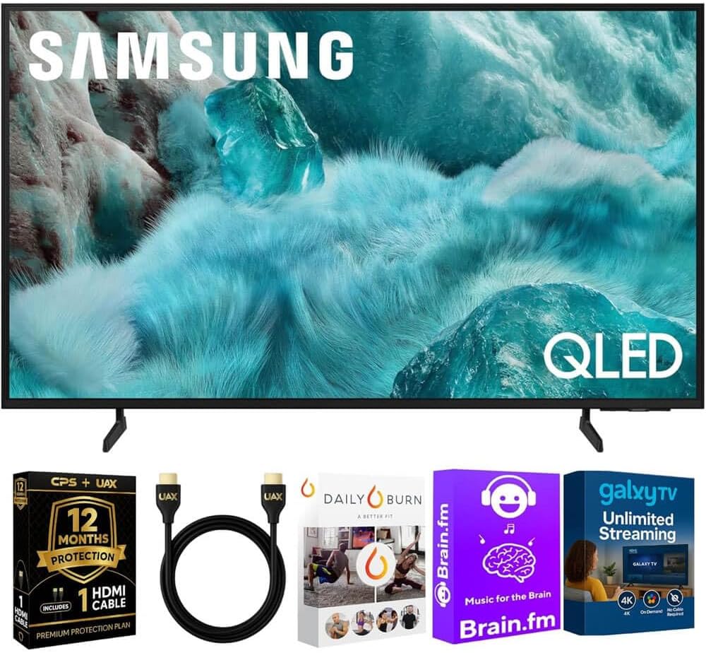 Samsung 43-Inch Q7F Series QLED 4K UHD Smart TV - HDR10+, Alexa Build-in, Bluetooth w/ 12 Month CPS Protection Plan, AUX HDMI Cable, Streaming Bundle