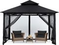 MASTERCANOPY Outdoor Garden Gazebo for Patios with Stable Steel Frame and Netting Walls (11x11,Black)