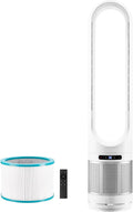 VEVOR Tower Fan Bladeless, 15.4ft/s Velocity Floor Fan that Blows Cold Air, 80° Oscillating 8-Speed Fans, 8H Timer, Standing Fans with H13 HEPA Filtration, Remote Control & Air Purification Mode