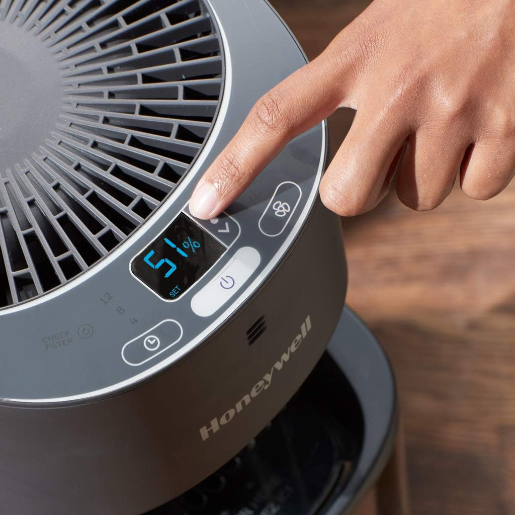 Honeywell Top Fill Tower Humidifier, Digital Humidistat, Black – Cool Mist Humidifiers for Bedroom, Home or Office with Space-Saving Tower Design