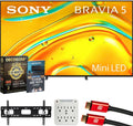 Sony K55XR50 BRAVIA 5 55' Mini LED 4K HDR TV (2025) Bundle with CPS Exclusive 26 Month Protection, Wall Mount, 2X HDMI Cables, Surge Adapter & Deco Gear Complete Home Theater Beginner's Guidebook