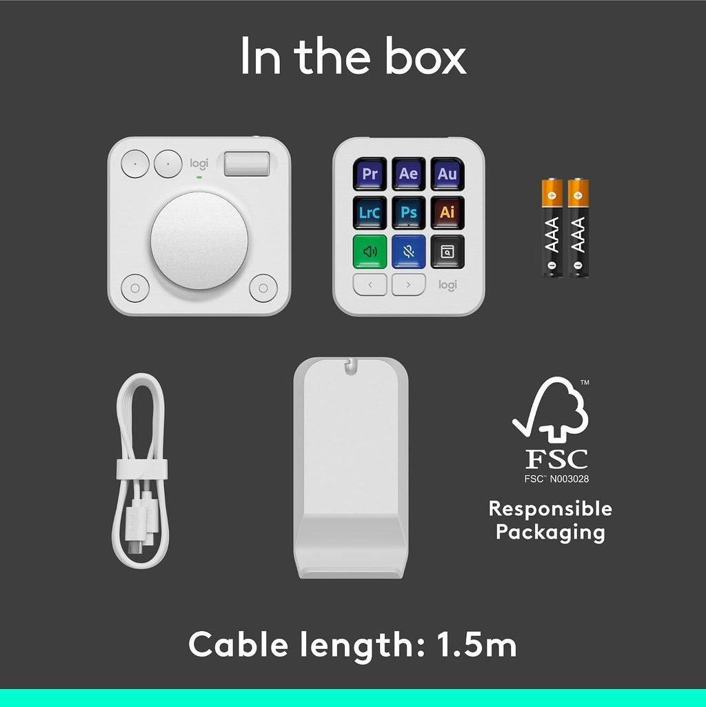 Logitech MX Creative Console, 9 Customizable LCD Keys, Stream Deck Accessories, Control Dial for Graphic Design, Adobe, Zoom, Spotify - Pale Grey, 3-Month Adobe Creative Cloud Membership