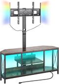VEVOR 45' TV Stand with Mount for up to 75 in TVs, Entertainment Center with Power Outlet & LED Lights, Height Adjustable TV Console with Mount with 3 Tiers Storage Cabinets for Bedroom, Living Room