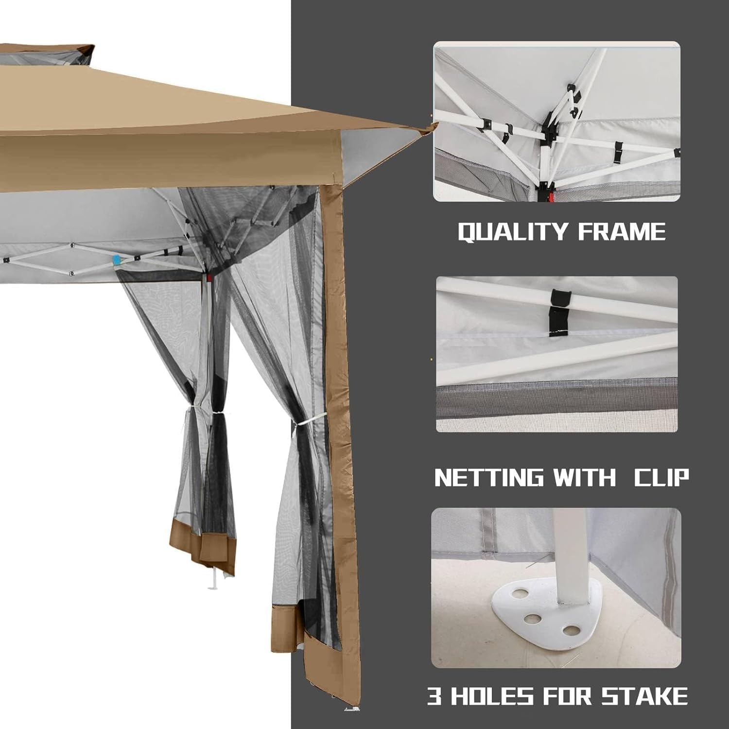 Hoteel 12x12 Pop Up Gazebos On Clearance - Upgrade Easy Up Metal Outdoor Gazebo Waterproof - Portable Gazebo with Mosquito Nettings
