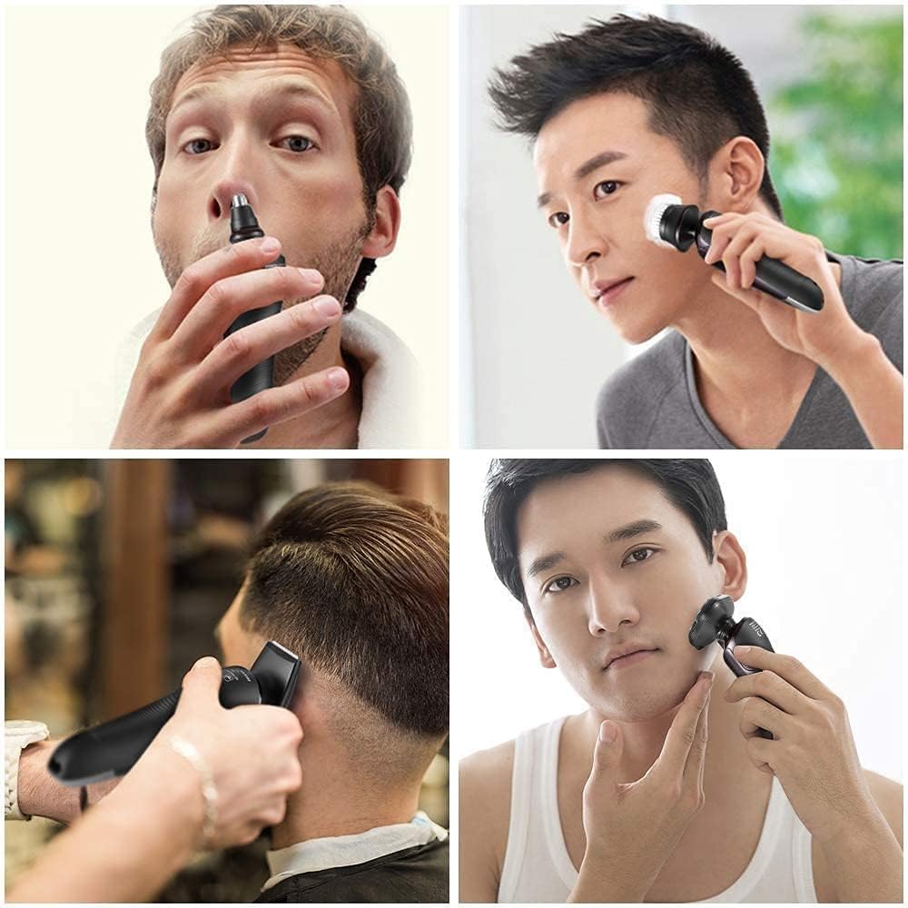 Electric Shavers for Men Bald Head Shaver LED Mens Electric Shaving Razors Rechargeable Cordless Wet Dry Rotary Shaver Grooming Kit with Clippers Nose Hair Trimmer Facial Cleansing Brush