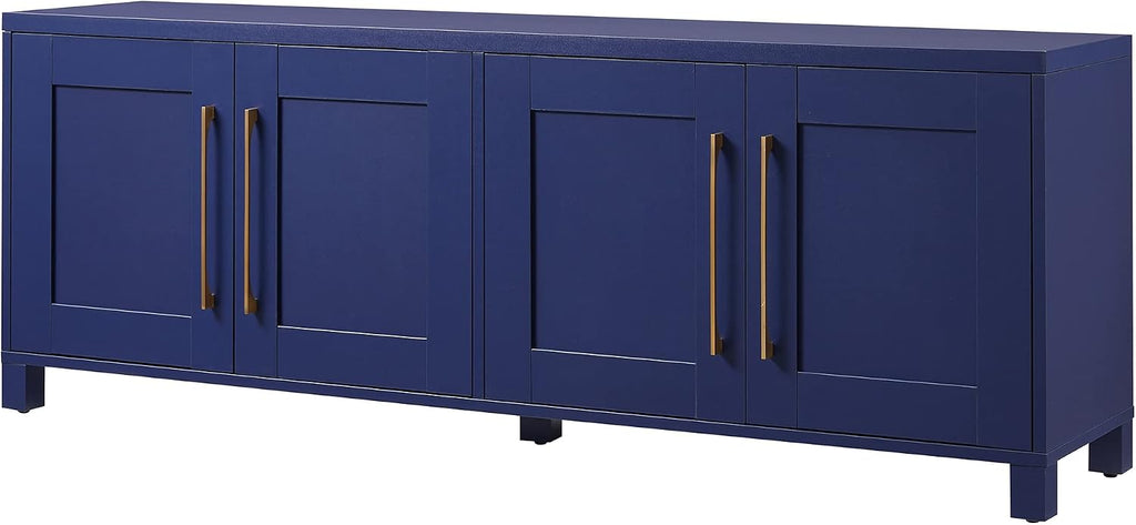 Henn&Hart TV Stand for TVs up to 75' with 2 Concealed Storage Cabinets with an Adjustable Shelf for Living Room, Family Room, or Office, Navy