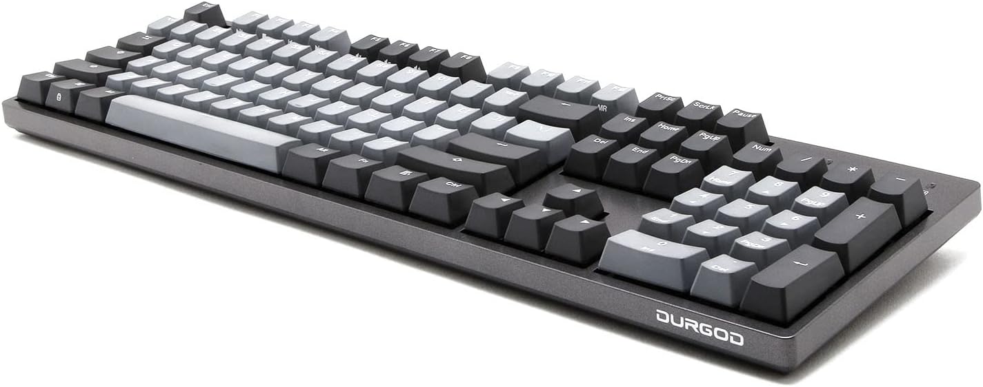 DURGOD Gaming Mechanical Keyboard with Cherry MX Silent Red Switches - 104 Key - Double Shot PBT - NKRO - USB Type C - for Gamer/Typist(Space Gray,ANSI/US)