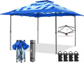 EAGLE PEAK 13x13 Straight Leg Pop Up Canopy Tent Instant Outdoor Canopy Easy Single Person Set up Folding Shelter w/Auto Extending Eaves 169 Square Feet of Shade (Tie Dye Blue)