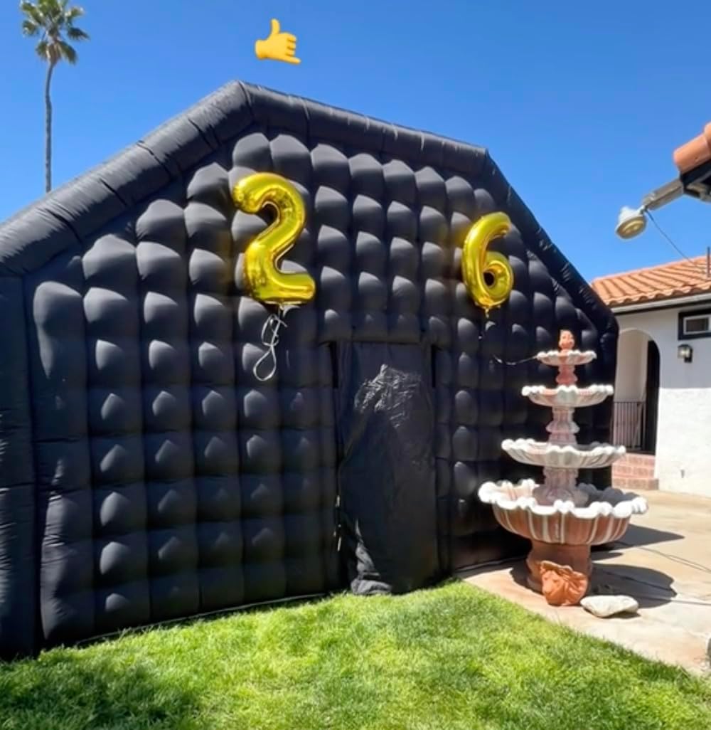 Large Black Inflatable Nightclub 30x20x13Ft Disco Cube Gazebo Event House with Logo Area Portable Inflatable Party Tent for Birthday, School Events, Backyard Party, Rental Business