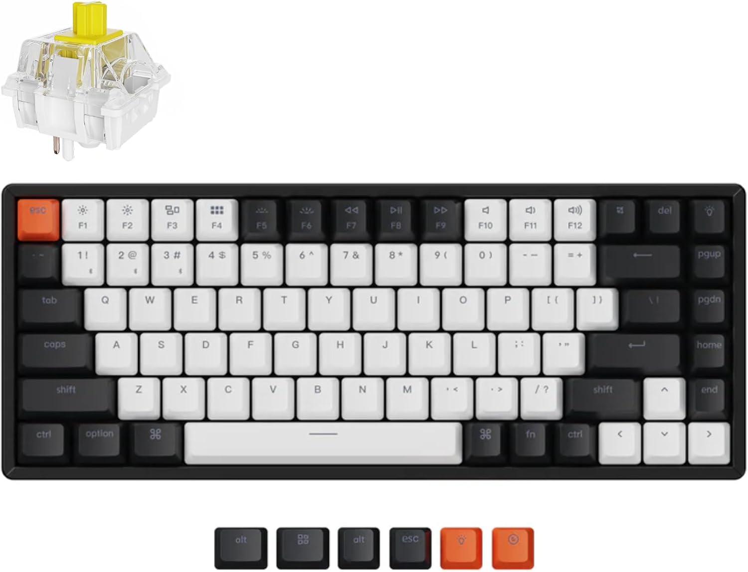 Keychron K2 75% Layout 84 Keys Hot-swappable Bluetooth Wireless/USB Wired Mechanical Keyboard with Super Banana Switch/Double-Shot Keycaps/RGB Backlight/Aluminum Frame for Mac Windows Version 2