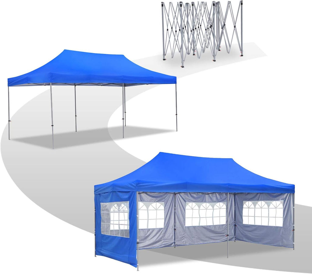 GDY 10x20 Ft Outdoor Pop Up Canopy Tent, Commercial Portable Instant Folding Gazebos Waterproof Canopies with Carrying Bag