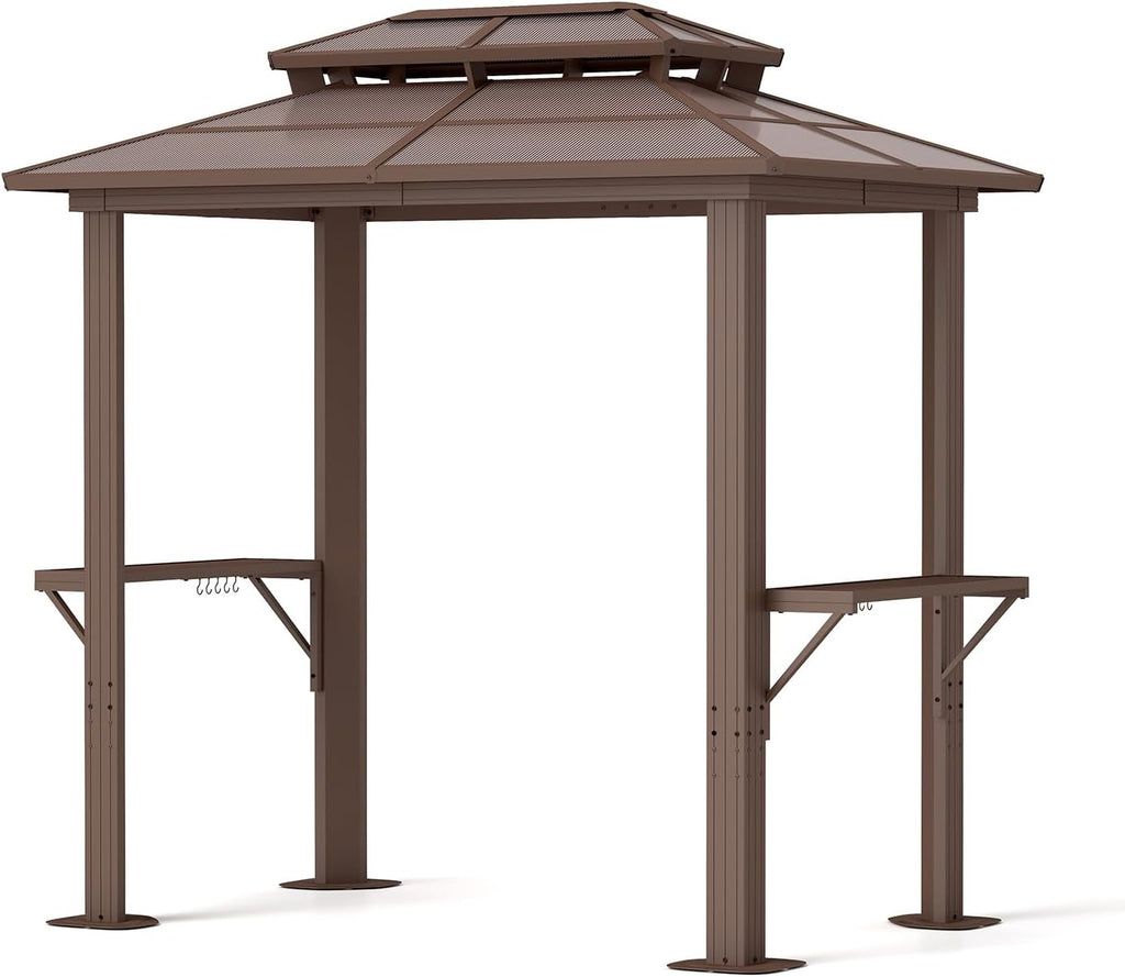 Double Roof Sunshade BBQ Pavilion, 8x5FT, Antique Bronze, Stylish Outdoor Shelter for Cooking, Dining, and Relaxing