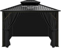 slashome 10'x12' Gazebo Curtains Outdoor Waterproof, Black Universal Replacement Curtain 4-Panels, Sidewalls with Zipper for Garden, Patio, Yard (Only Curtains)