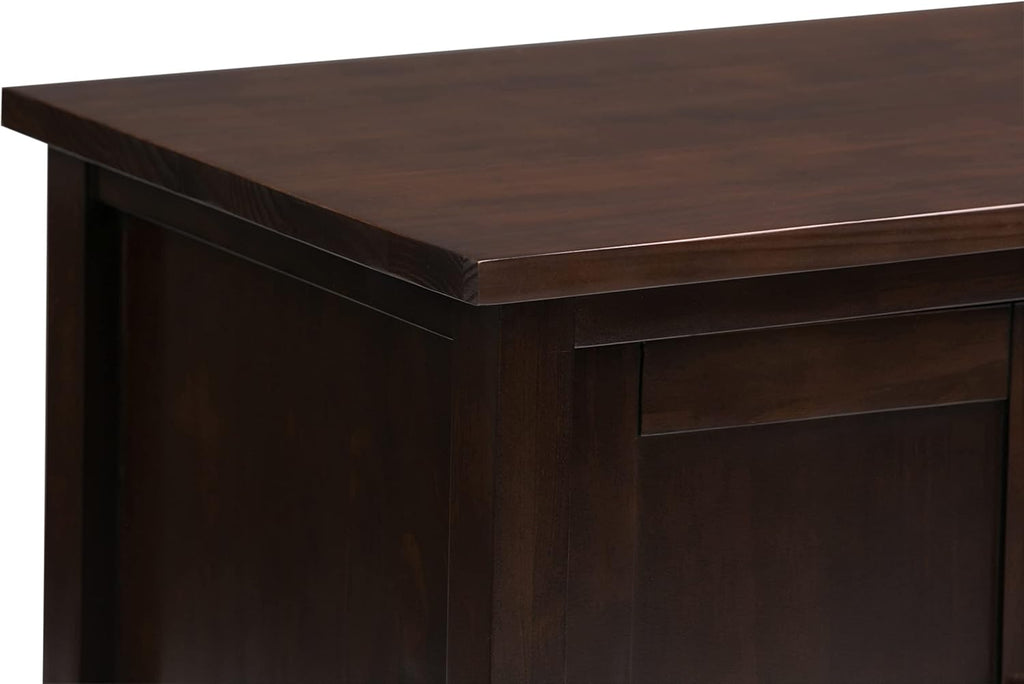SIMPLIHOME Warm Shaker TV Stand - 47 inch Wide Solid Wood Media Console in Tobacco Brown, Transitional Entertainment Center for TVs up to 50 Inches with 2 Cabinets, 2 Drawers, and Cord Management