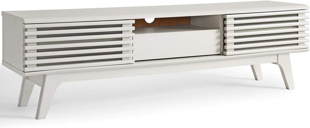 Modway Render Mid-Century Modern Low Profile 59 Inch TV Stand in White