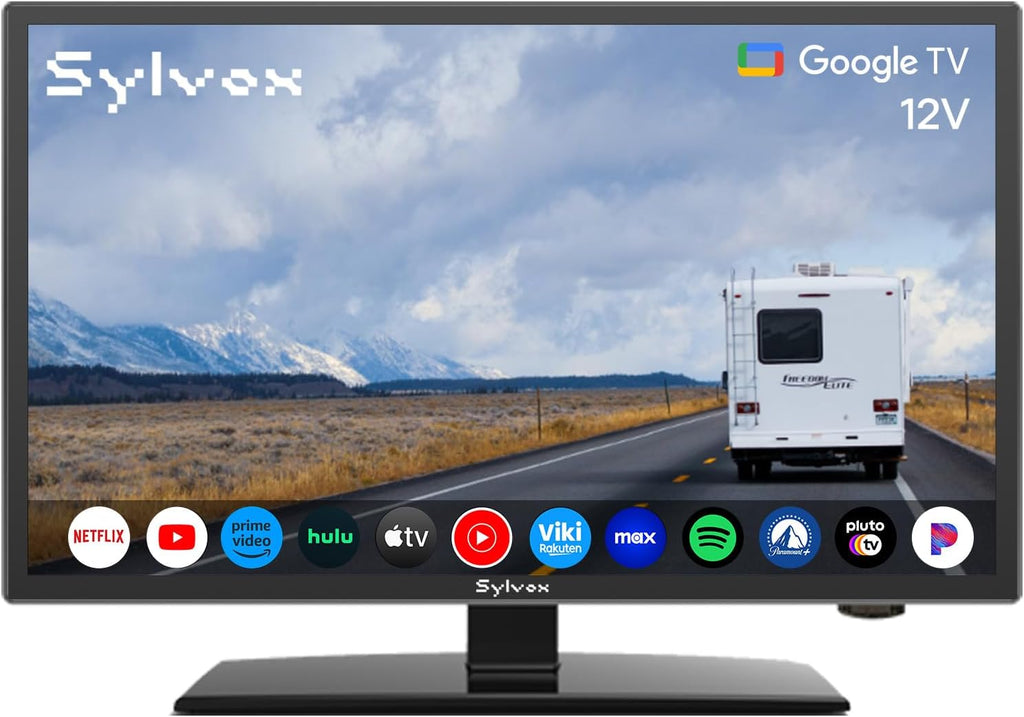 SYLVOX Smart RV TV, 19' 12 Volt TVs for RV Camper DC/AC Powered HDTV, Compatible with Google OS, Support Download APPs, Google Assistant, Bluetooth WiFi, 9-32V Wide Voltage Protection