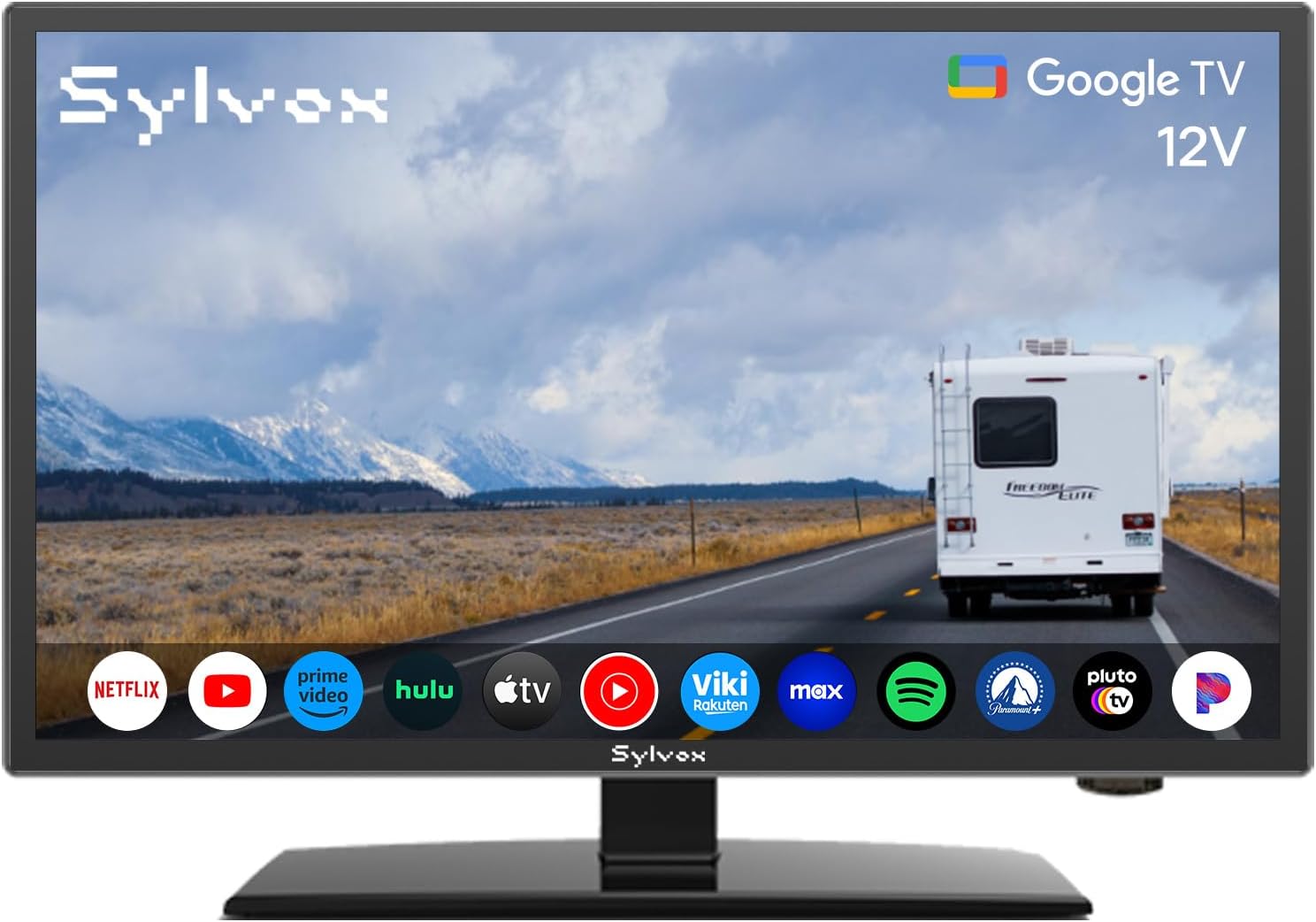 SYLVOX Smart RV TV, 19' 12 Volt TVs for RV Camper DC/AC Powered HDTV, Compatible with Google OS, Support Download APPs, Google Assistant, Bluetooth WiFi, 9-32V Wide Voltage Protection