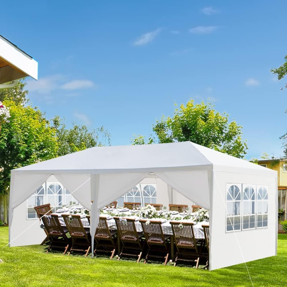 Outdoor Gazebo Canopy Wedding Party Tent Camping Shelter Commercial Instant Shelter Waterproof Tent with Removable Side Walls (10'x20' Six Sides)