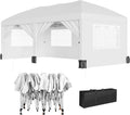 10X20Ft Pop Up Wedding Party Tent with 6 Sidewalls - Heavy Duty Commercial Outdoor Canopy, Waterproof Gazebo Canopy Tent, Canopy All Season with Storage Bag, White