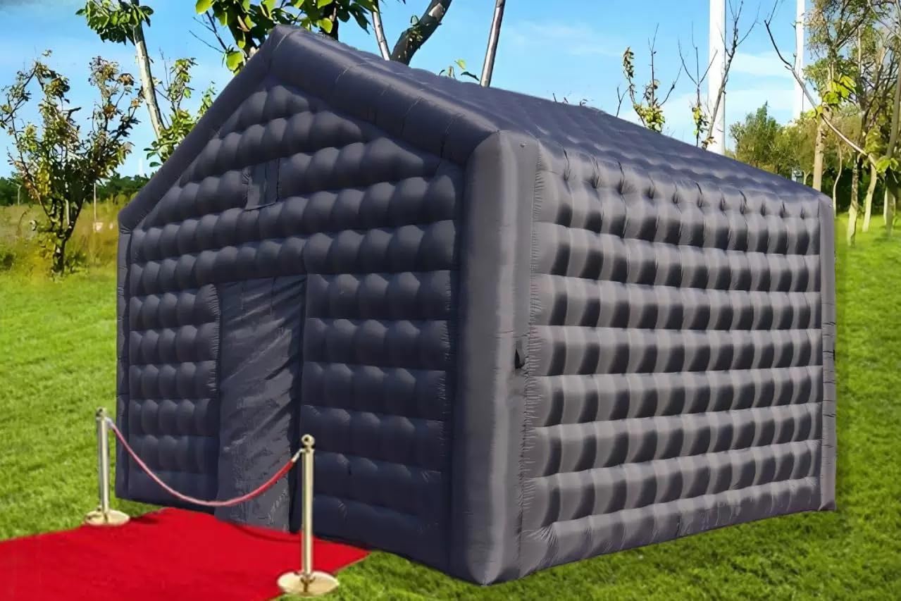 Large Black Inflatable Cube Disco Tent Square Gazebo Event Room Big Mobile Portable Night Club Party Pavilion for Backyard/Outdoor Events(20ftx16.5ft)