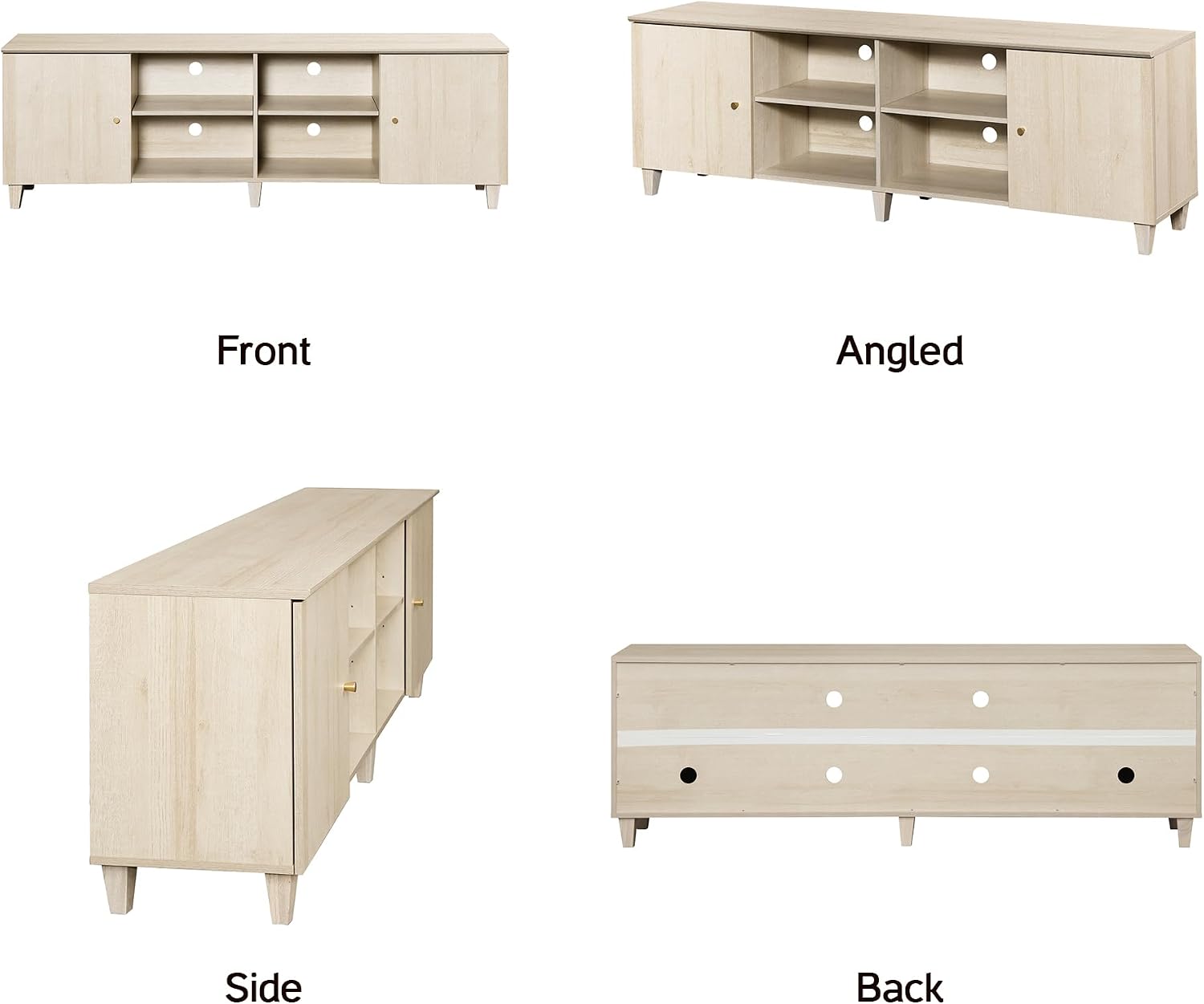 WAMPAT 3-in-1 TV Stand w/Doors&Charging Station, 105' Modern Wood Entertainment Center Media Console for 110+ inch TVs, TV Cabinet w/Shelves&4 Drawers for Living Room, Bedroom, Light Oak