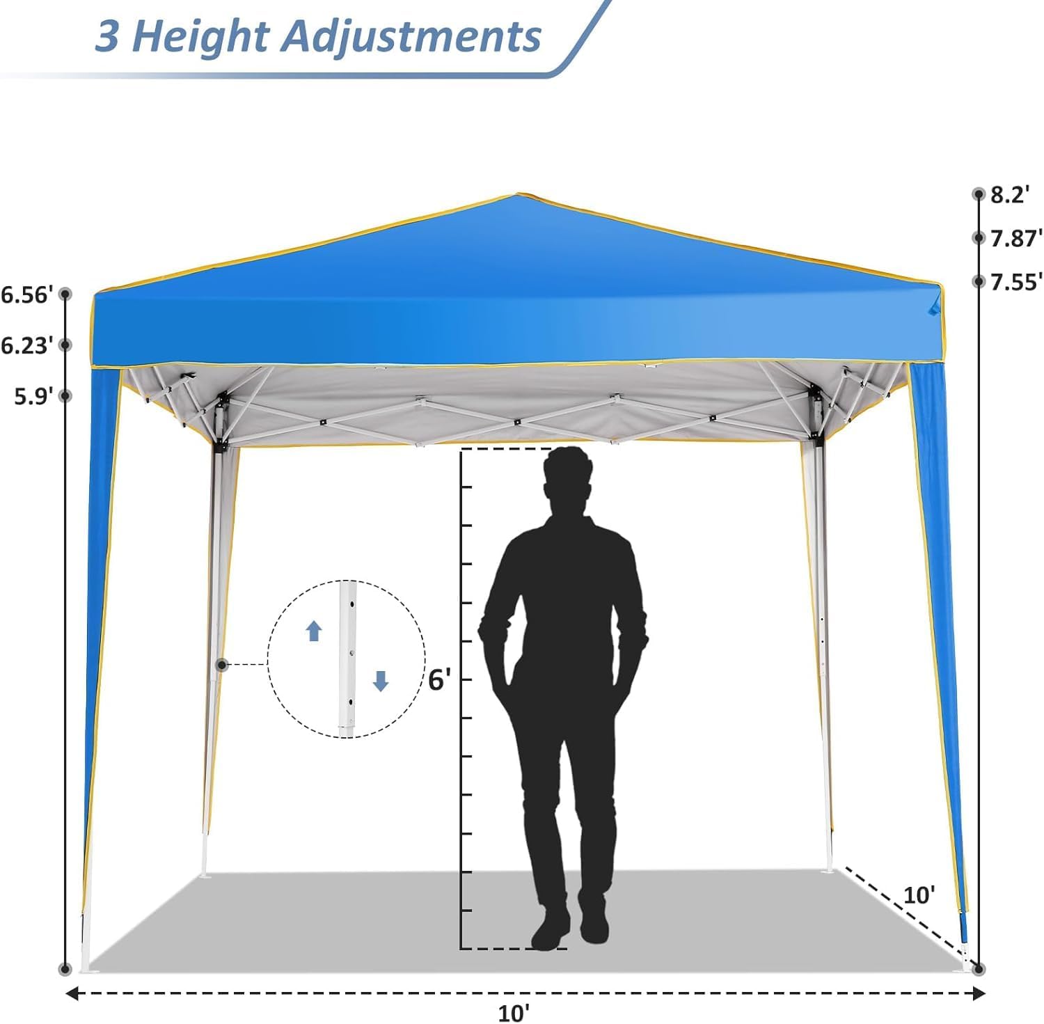 COBIZI 10x10 Pop Up Canopy with 4 Removable Sidewalls, Canopy Tent for Parties Waterproof Wedding Event Tent,Instant Outdoor Gazebos with Church Window,Carry Bag,4 Stakes,Ropes & Sandbags