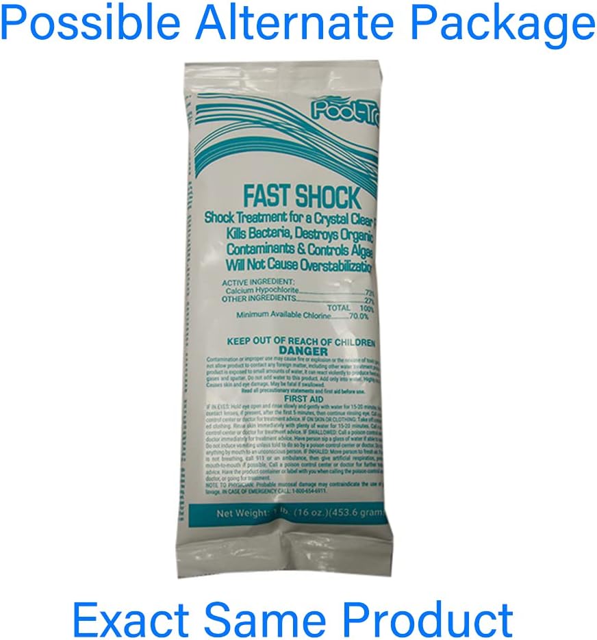 Rx Clear Mega Shock | 73% Calcium Hypochlorite | Kills Algae in Swimming Pools | Works As Pool Sanitizer Clarifier and Algicide | One Pound Bags | 24 Pack