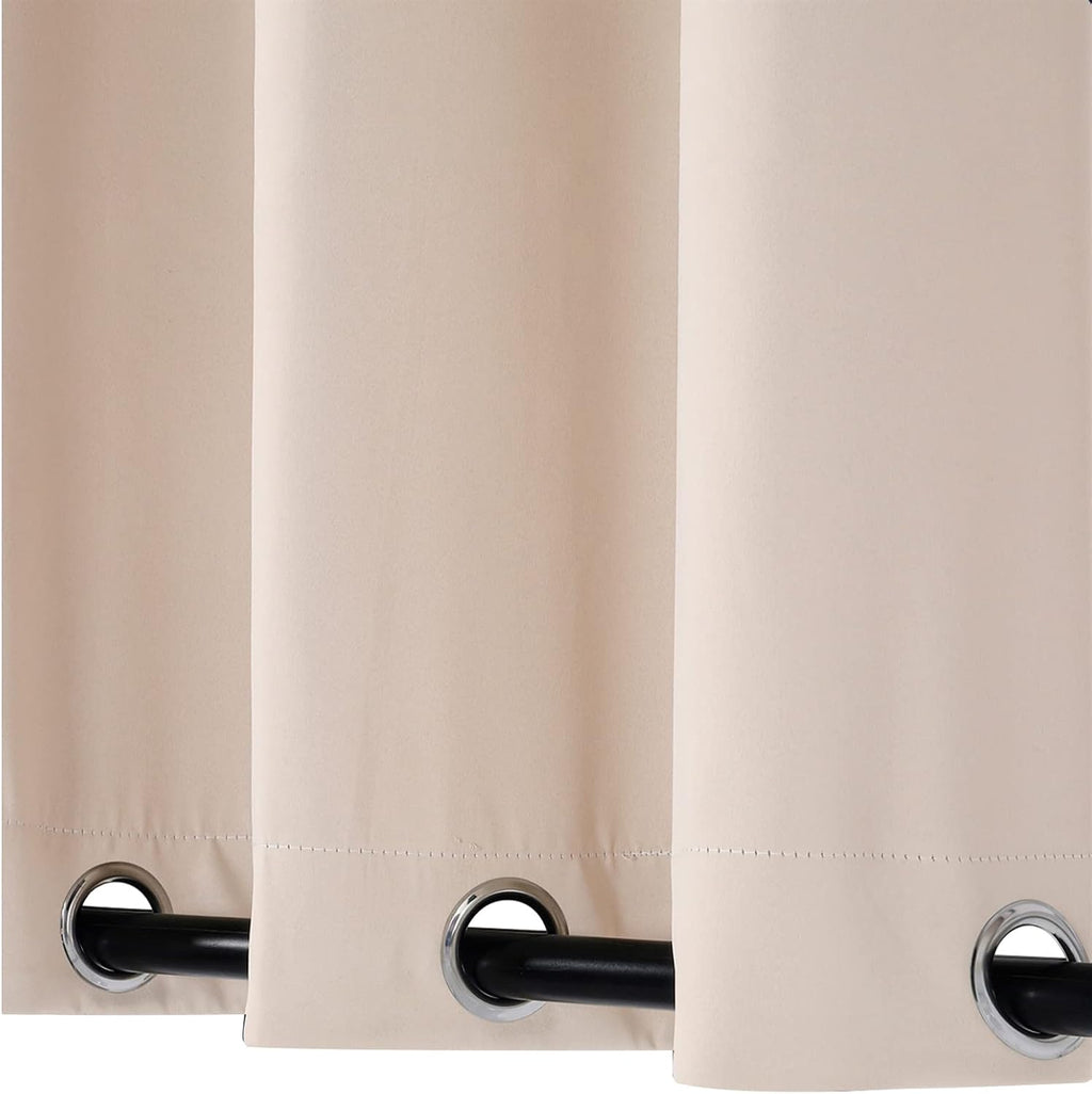 SK Studio Outdoor Curtains for Patio Waterproof Sunlight Block Rustproof Grommet Top and Bottom Windbreak Privacy Curtain for Gazebo, Front Porch, Pergola, 2 Panels, Beige 1, 52' W x 120' L