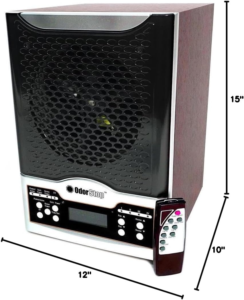 OdorStop OSAP7B - 7 in 1 Air Purifier with True HEPA Filter, Active Carbon, Ionizer, TiO2, 3 Ozone Plates and Remote Control