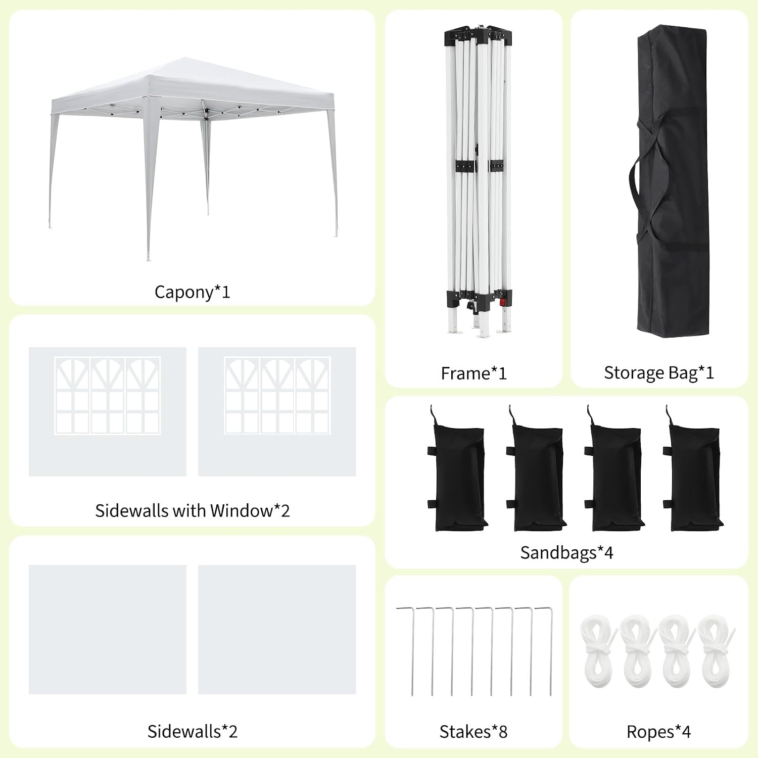 10x10 Pop Up Canopy with 4 Sidewalls, Outdoor Portable Instant Canopy Tent, Waterproof Pop Up Tent, Versatile Gazebo for Camping, Outdoor Parties, Backyard,Beach Activities,White