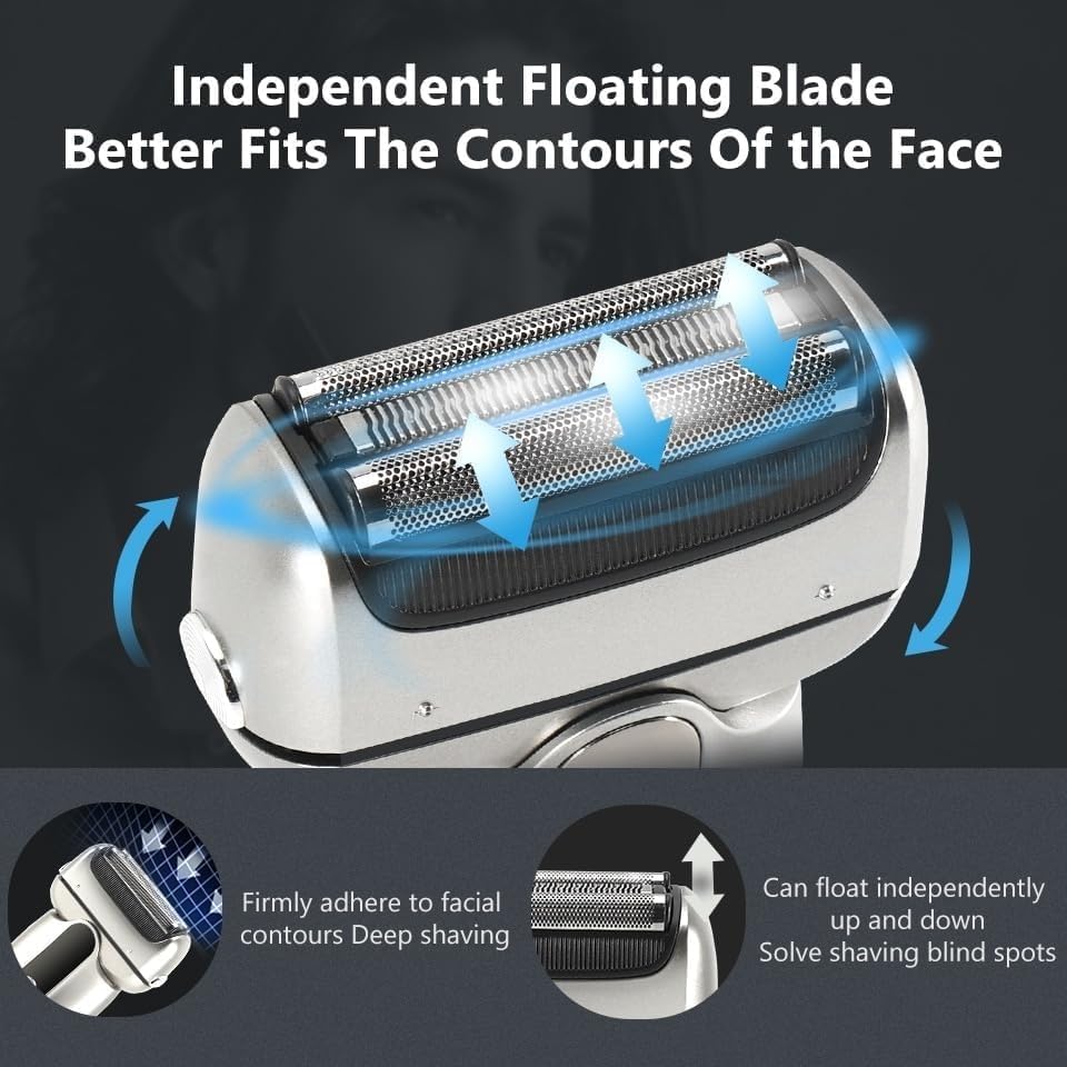 Electric Shavers for Bald Men, Reciprocating Electric Shaver 3 Blade Shaving System USB Rechargeable Shaving Machine for Men (Color : Gray)