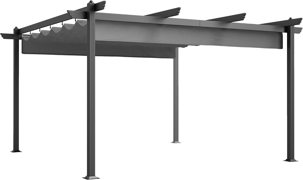 Outsunny 13' x 13' Retractable Pergola Canopy with Stronger Aluminum Frame, Outdoor Pergola Sun Shade Shelter for Garden, Patio, Backyard, Deck, Gray